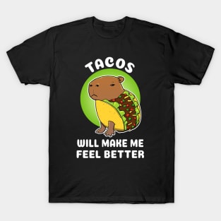 Tacos will make me feel better Cartoon Capybara Taco T-Shirt